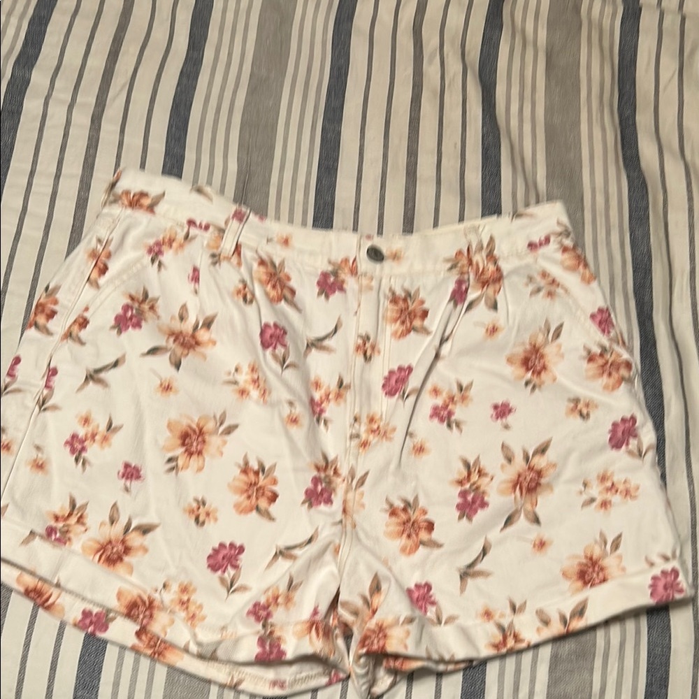 American Eagle Outfitters Cream and Pink Bermuda Shorts